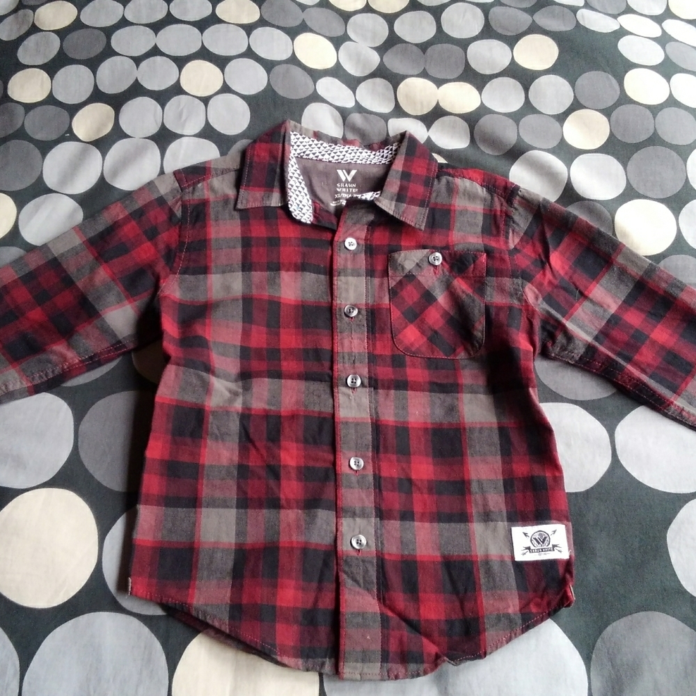 Kids red/blk plaid LS